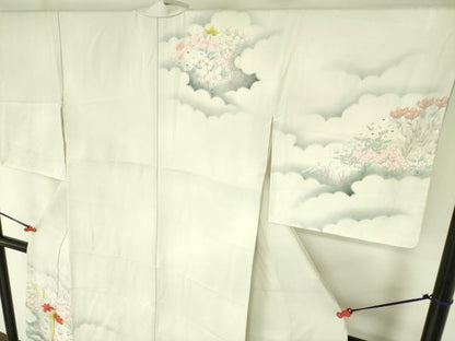 平和屋着物▼訪問着 手描き 草花 暈し染め 正絹 逸品 DABF3504op