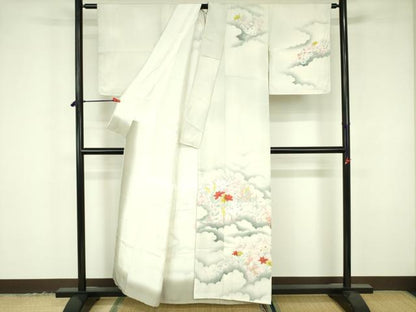 平和屋着物▼訪問着 手描き 草花 暈し染め 正絹 逸品 DABF3504op