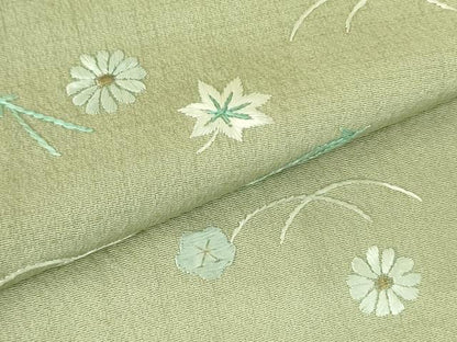 平和屋着物▼訪問着 総刺繍 吹き寄せ花文 金糸 正絹 逸品 DABF3509op