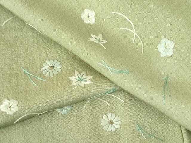 平和屋着物▼訪問着 総刺繍 吹き寄せ花文 金糸 正絹 逸品 DABF3509op