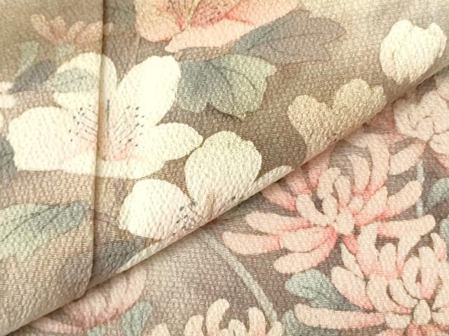平和屋着物▼訪問着 手描き 草花 暈し染め 鬼しぼ縮緬 正絹 逸品 DABF3511op