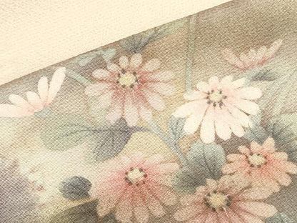 平和屋着物▼訪問着 手描き 草花 暈し染め 鬼しぼ縮緬 正絹 逸品 DABF3511op
