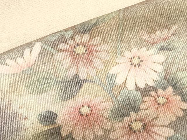 平和屋着物▼訪問着 手描き 草花 暈し染め 鬼しぼ縮緬 正絹 逸品 DABF3511op