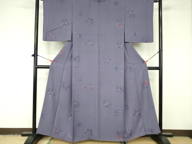 平和屋着物▼上質な小紋 地紋起こし 草花 正絹 逸品 DABF3517op