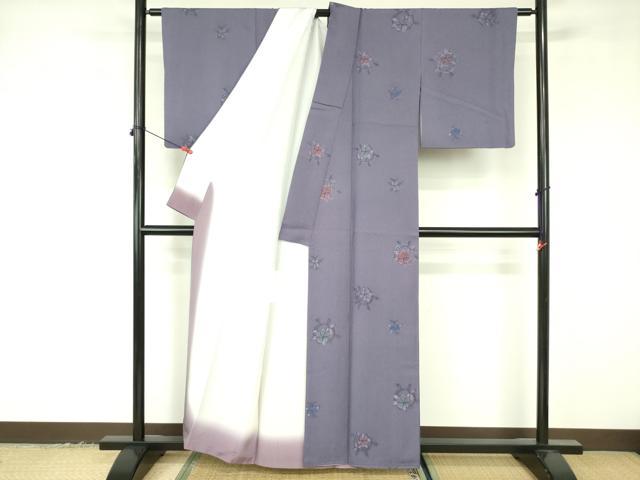 平和屋着物▼上質な小紋 地紋起こし 草花 正絹 逸品 DABF3517op
