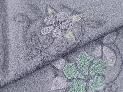 平和屋着物▼上質な小紋 地紋起こし 草花 正絹 逸品 DABF3517op