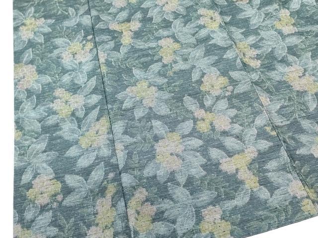 平和屋着物▽大島紬　単衣　草花　証紙付き　正絹　逸品　未使用　DABF3526op