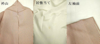 平和屋着物▽上質な小紋　単衣　縞　正絹　逸品　DABF3527op
