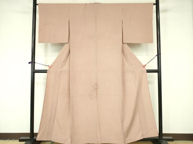 平和屋着物▽上質な小紋　単衣　縞　正絹　逸品　DABF3527op