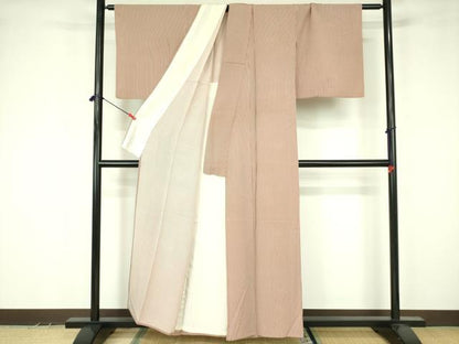 平和屋着物▽上質な小紋　単衣　縞　正絹　逸品　DABF3527op