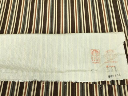 平和屋着物▽上質な小紋　単衣　縞　反端付き　正絹　逸品　未使用　DABF3528op