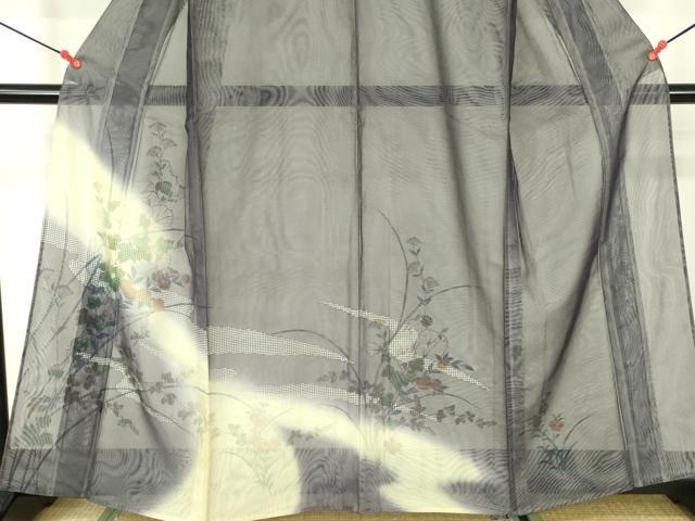 平和屋着物▽訪問着　無双　紗袷　紗×紗　流水花文　暈し染め　金彩　正絹　逸品　未使用　DABF3529op