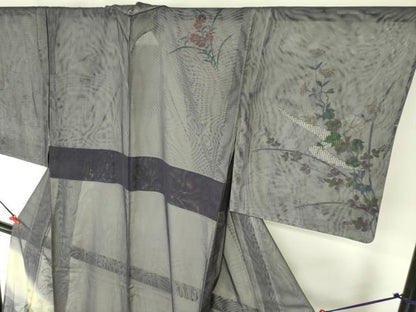 平和屋着物▽訪問着　無双　紗袷　紗×紗　流水花文　暈し染め　金彩　正絹　逸品　未使用　DABF3529op