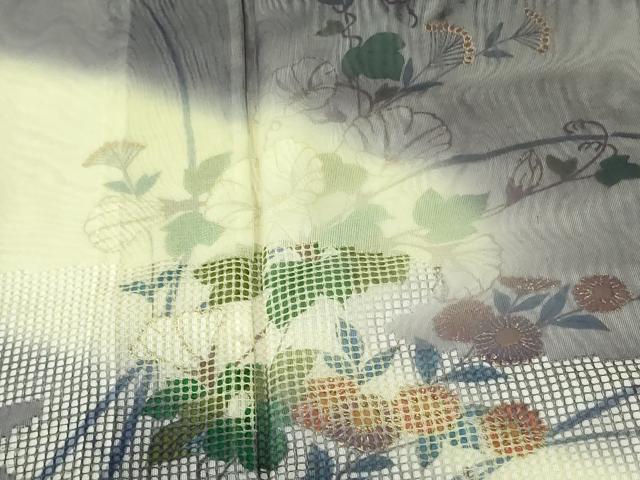 平和屋着物▽訪問着　無双　紗袷　紗×紗　流水花文　暈し染め　金彩　正絹　逸品　未使用　DABF3529op