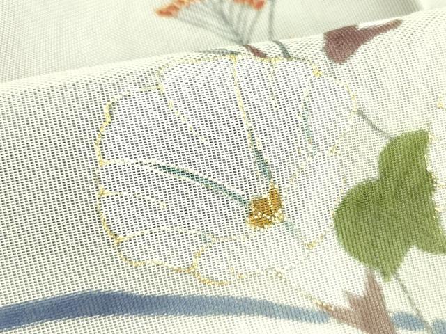 平和屋着物▽訪問着　無双　紗袷　紗×紗　流水花文　暈し染め　金彩　正絹　逸品　未使用　DABF3529op