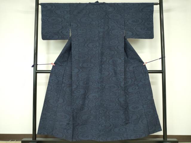 平和屋着物▽結城紬　単衣　光琳水　正絹　逸品　DABF3531op