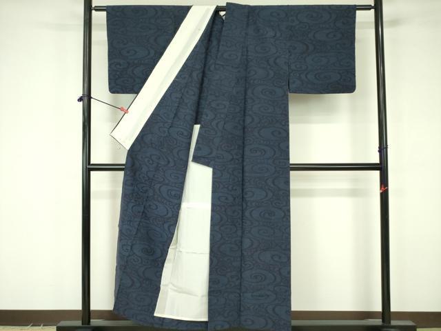 平和屋着物▽結城紬　単衣　光琳水　正絹　逸品　DABF3531op