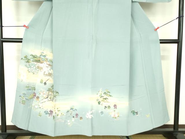 平和屋着物▽訪問着　単衣　人物風景花文　暈し染め　金彩　正絹　逸品　DABF3532op