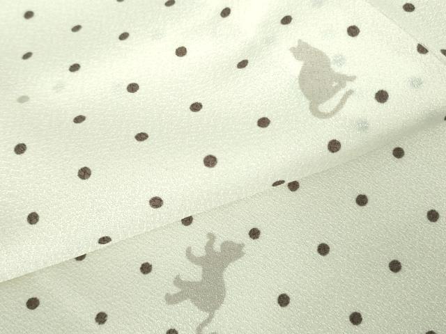 平和屋着物▽小紋　単衣　猫　ネコ　洗える着物　DABF3536op