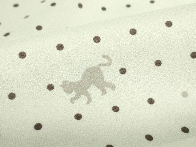 平和屋着物▽小紋　単衣　猫　ネコ　洗える着物　DABF3536op