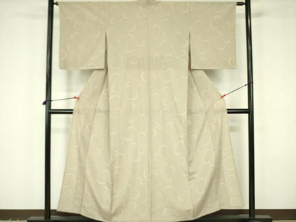 平和屋着物▽本塩沢　単衣　唐草文　正絹　逸品　DABF3539op