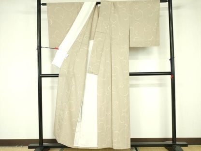 平和屋着物▽本塩沢　単衣　唐草文　正絹　逸品　DABF3539op