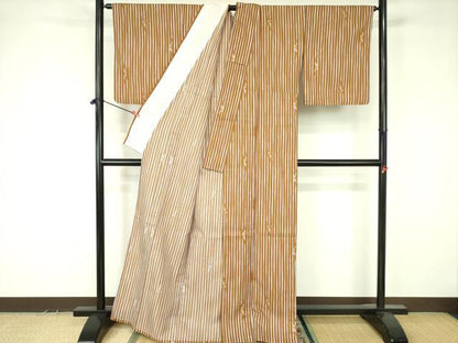 平和屋着物▽小紋　単衣　蔦の葉文　洗える着物　DABF3540op