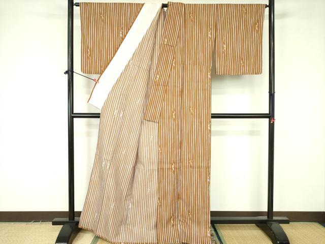 平和屋着物▽小紋　単衣　蔦の葉文　洗える着物　DABF3540op