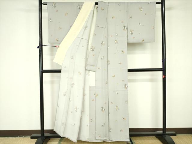 平和屋着物▽小紋　単衣　折鶴　草花　洗える着物　DABF3544op