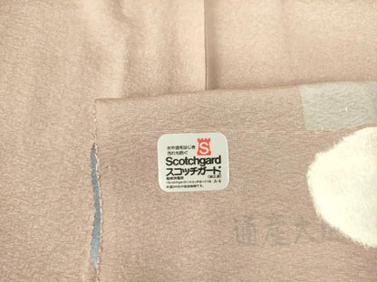 平和屋着物▽上質な色無地　単衣　白茶色　反端付き　正絹　逸品　DABF3546op