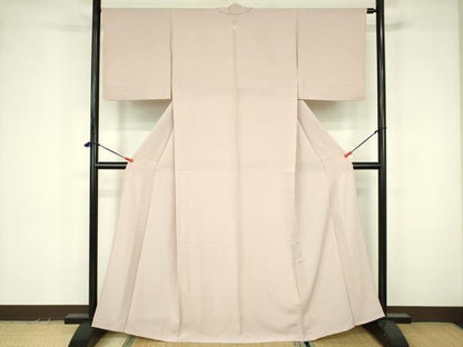 平和屋着物▽上質な色無地　単衣　灰桜色　正絹　逸品　DABF3552op