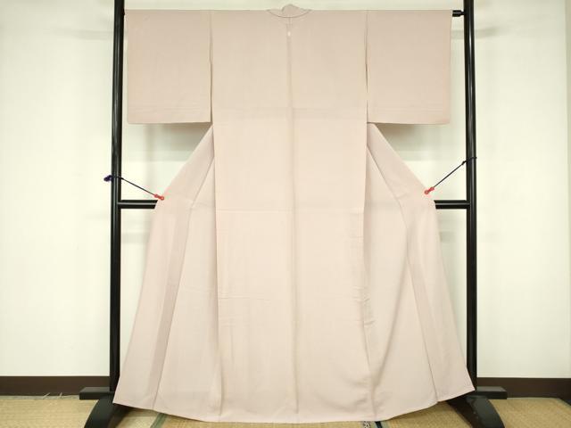 平和屋着物▽上質な色無地　単衣　灰桜色　正絹　逸品　DABF3552op