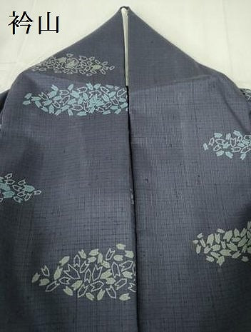 平和屋着物▽結城紬　単衣　藍染　和庵　矢羽横段文　証紙付き　正絹　逸品　DABF3557op
