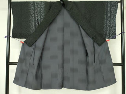 平和屋着物▽道中着　スリーシーズン　春夏秋　塵除け　草木文　ロング丈　正絹　逸品　DABF3559op