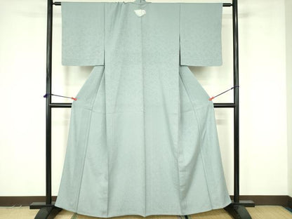平和屋着物▽上質な色無地　単衣　花唐草地紋　豆がら茶色　正絹　逸品　未使用　DABF3562op