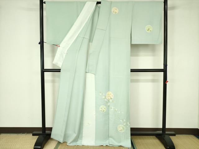 平和屋着物▽訪問着　単衣　雪輪花文　金彩　正絹　逸品　DABF3563op