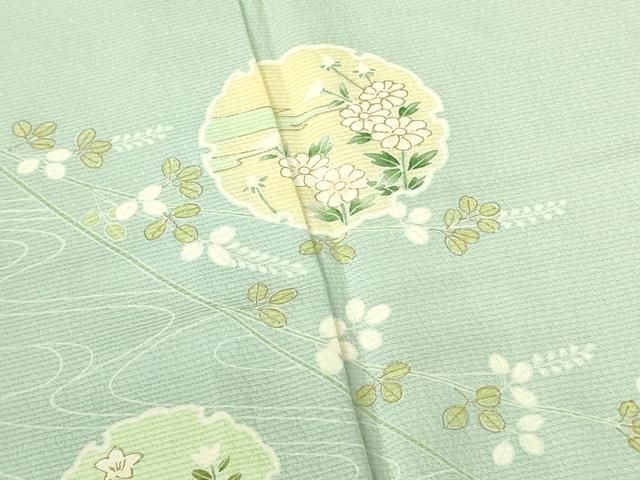 平和屋着物▽訪問着　単衣　雪輪花文　金彩　正絹　逸品　DABF3563op
