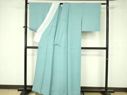 平和屋着物▽京加賀友禅　百貫達雄監修　色無地　単衣　霞地紋　瓶覗色　正絹　逸品　DABF3568op