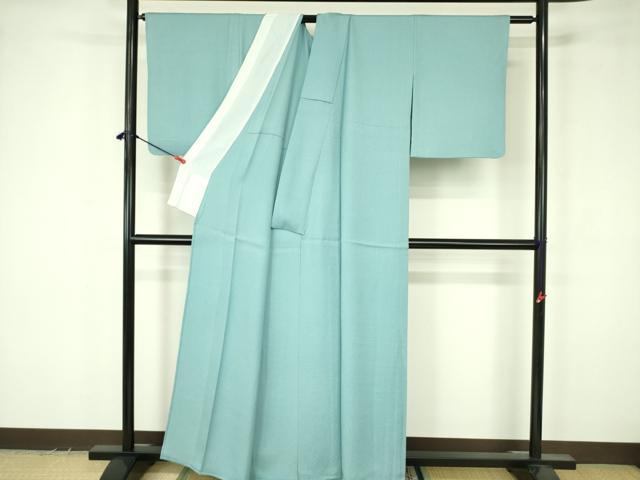 平和屋着物▽京加賀友禅　百貫達雄監修　色無地　単衣　霞地紋　瓶覗色　正絹　逸品　DABF3568op