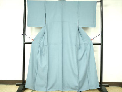 平和屋着物▽上質な色無地　単衣　抽象地紋　浅縹色　正絹　逸品　未使用　DABF3570op