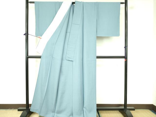 平和屋着物▽上質な色無地　単衣　抽象地紋　浅縹色　正絹　逸品　未使用　DABF3570op