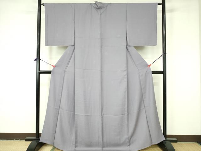 平和屋着物▽上質な色無地　単衣　草花地紋　薄鼠色　正絹　逸品　未使用　DABF3571op