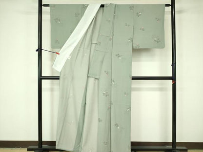 平和屋着物▽小紋　単衣　南天文　さんび謹製　洗える着物　DABF3572op