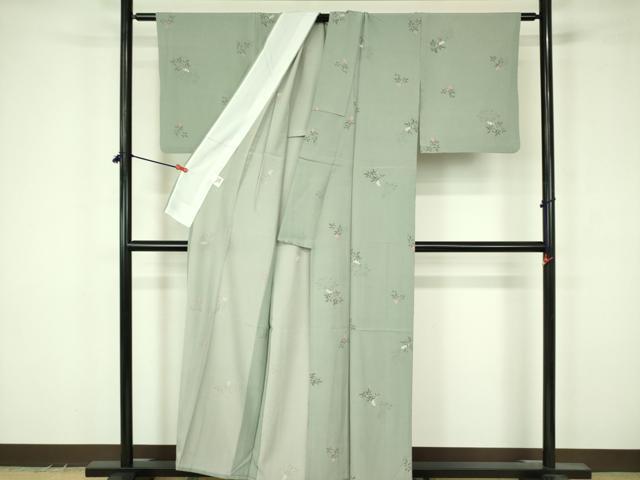 平和屋着物▽小紋　単衣　南天文　さんび謹製　洗える着物　DABF3572op