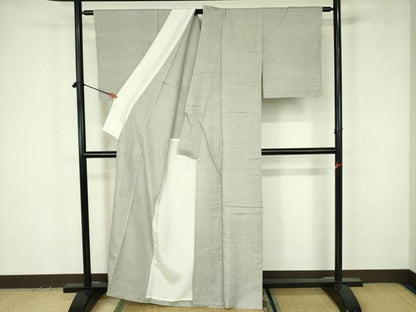 平和屋着物▽上質な紬　単衣　霞文　正絹　逸品　DABF3573op