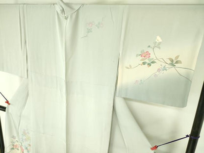 平和屋着物▽訪問着　単衣　草花　暈し染め　ロング丈　正絹　逸品　DABF3575op