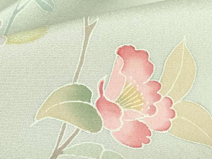 平和屋着物▽訪問着　単衣　草花　暈し染め　ロング丈　正絹　逸品　DABF3575op