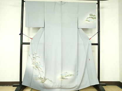 平和屋着物▽訪問着　単衣　作家物　草花　暈し染め　正絹　逸品　DABF3576op