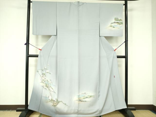 平和屋着物▽訪問着　単衣　作家物　草花　暈し染め　正絹　逸品　DABF3576op