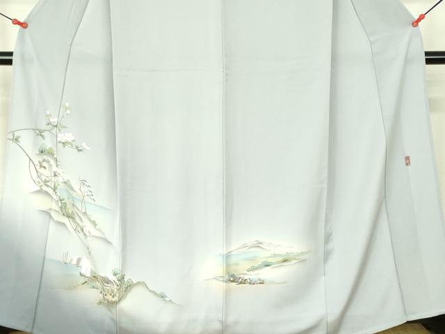 平和屋着物▽訪問着　単衣　作家物　草花　暈し染め　正絹　逸品　DABF3576op